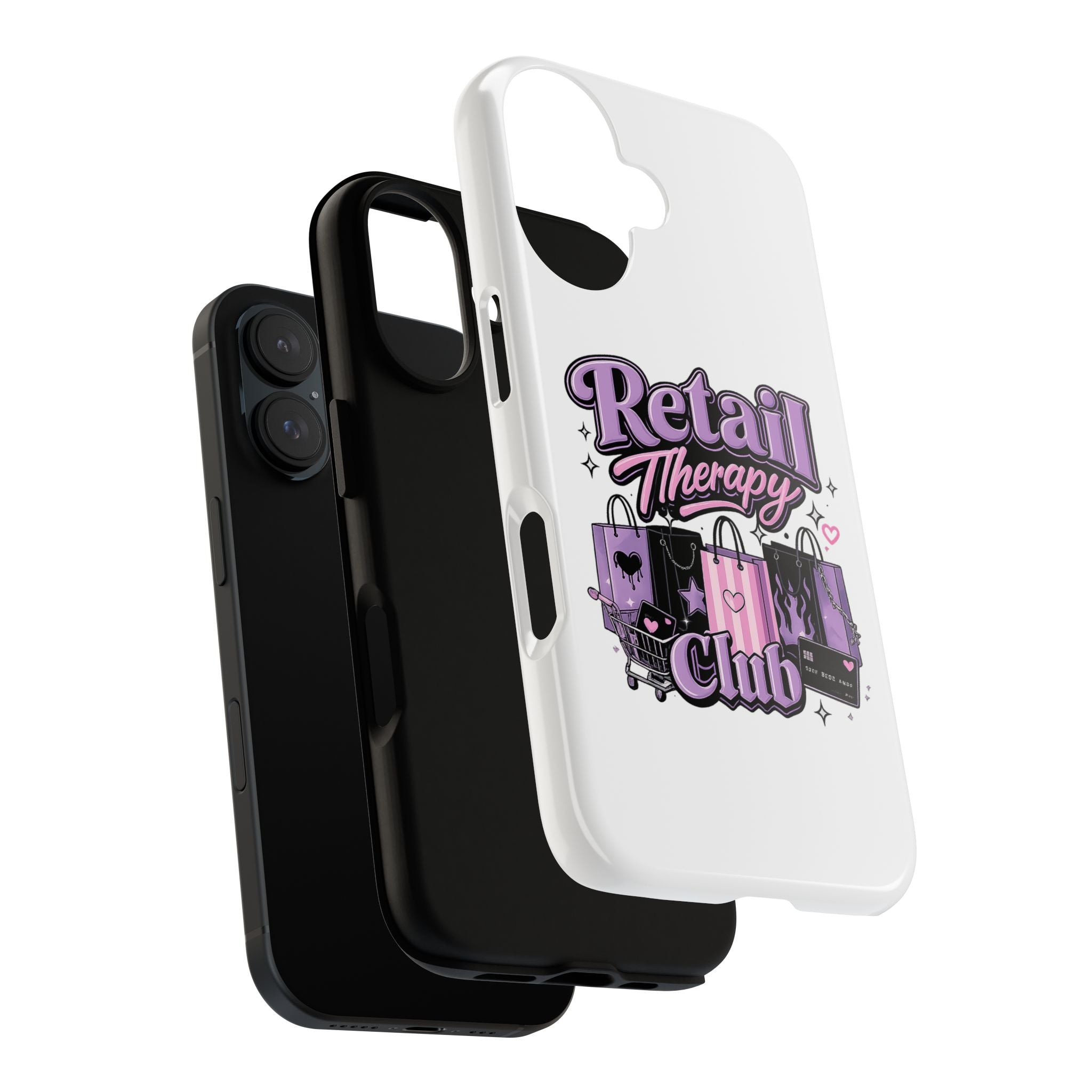 Phone Case - "Retail Therapy Club" Cute Pink & Purple Shopping Design