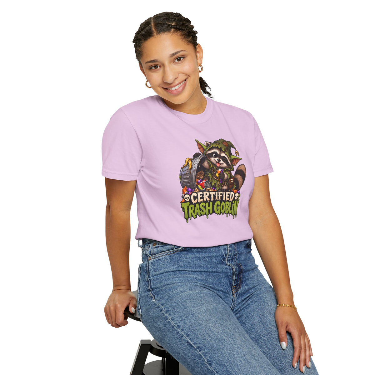 Certified Trash Goblin T-Shirt — Cute Mischief Raccoon Graphic Tee