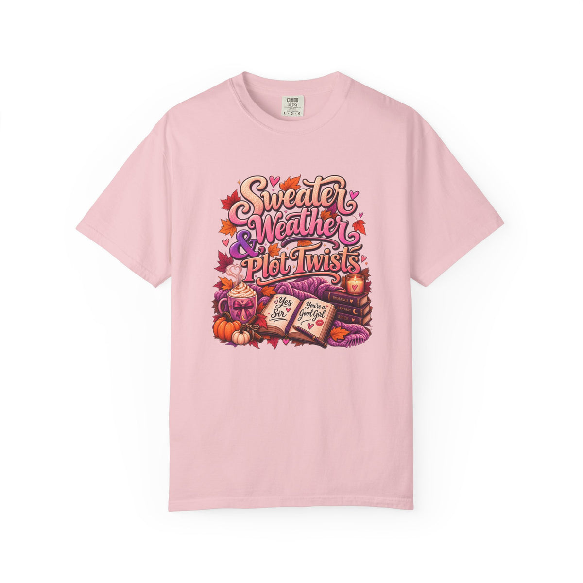Sweater Weather Plot Twists Tee — Cozy Autumn Book Lover T-Shirt