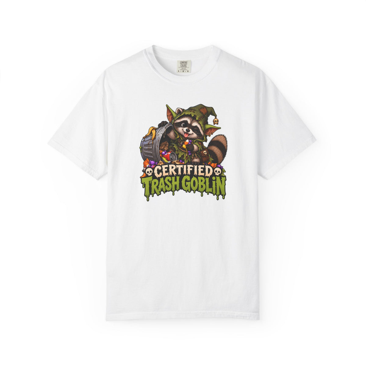 Certified Trash Goblin T-Shirt — Cute Mischief Raccoon Graphic Tee