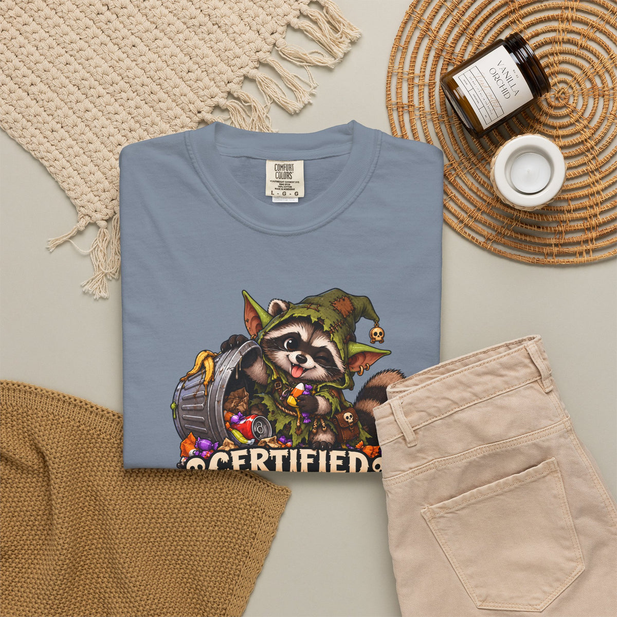 Certified Trash Goblin T-Shirt — Cute Mischief Raccoon Graphic Tee