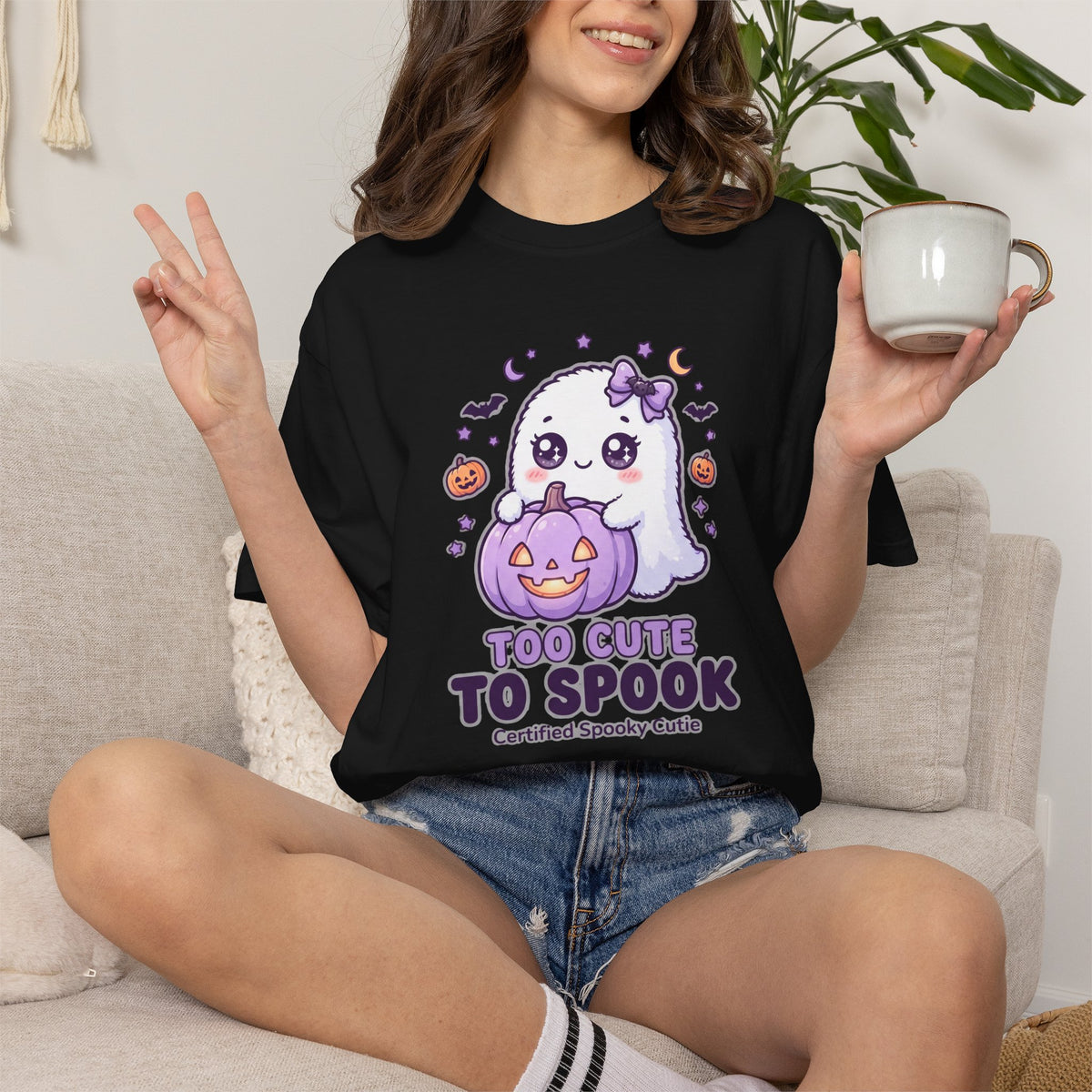 Too Cute to Spook Ghost T-Shirt — Cute Halloween Graphic Tee