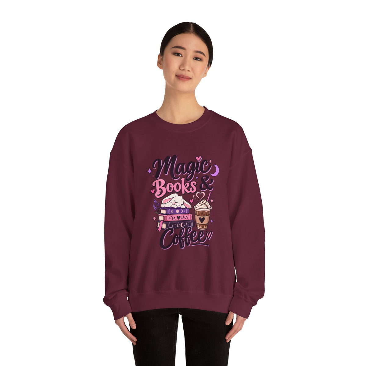 Sweatshirt — "Magic, Books & Coffee" Cozy Reading Crewneck