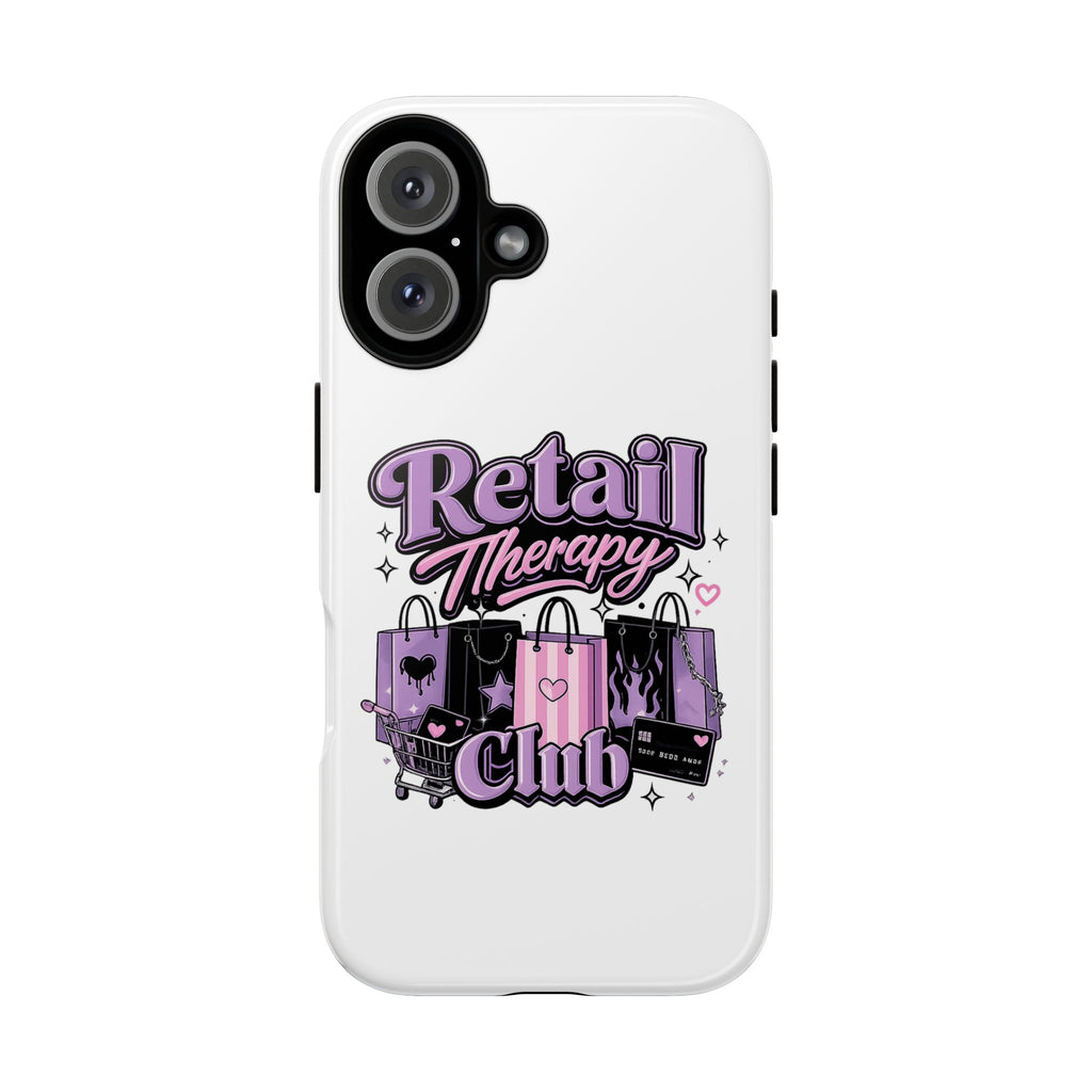 Phone Case - "Retail Therapy Club" Cute Pink & Purple Shopping Design