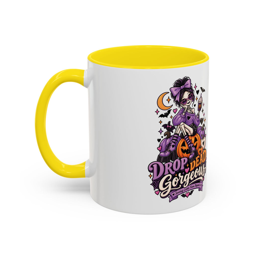 Halloween Coffee Mug — 'Drop Dead Gorgeous' Gothic Pumpkin Witch Accent Mug