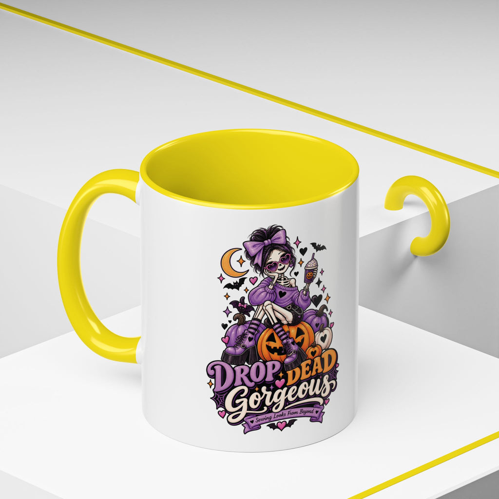 Halloween Coffee Mug — 'Drop Dead Gorgeous' Gothic Pumpkin Witch Accent Mug