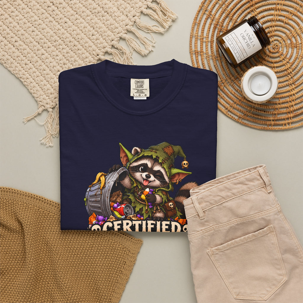 Certified Trash Goblin T-Shirt — Cute Mischief Raccoon Graphic Tee