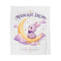 Moonlight Dreams Plush Blanket — Cute Bunny on Crescent Moon Velveteen Throw