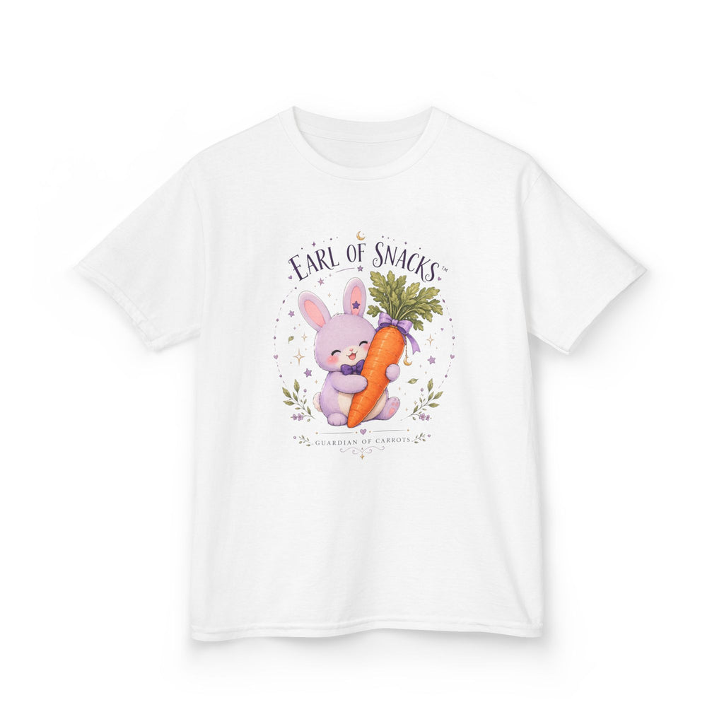 Kids Tee — "Earl of Snacks" Bunny Holding Carrot Cute Spring Shirt