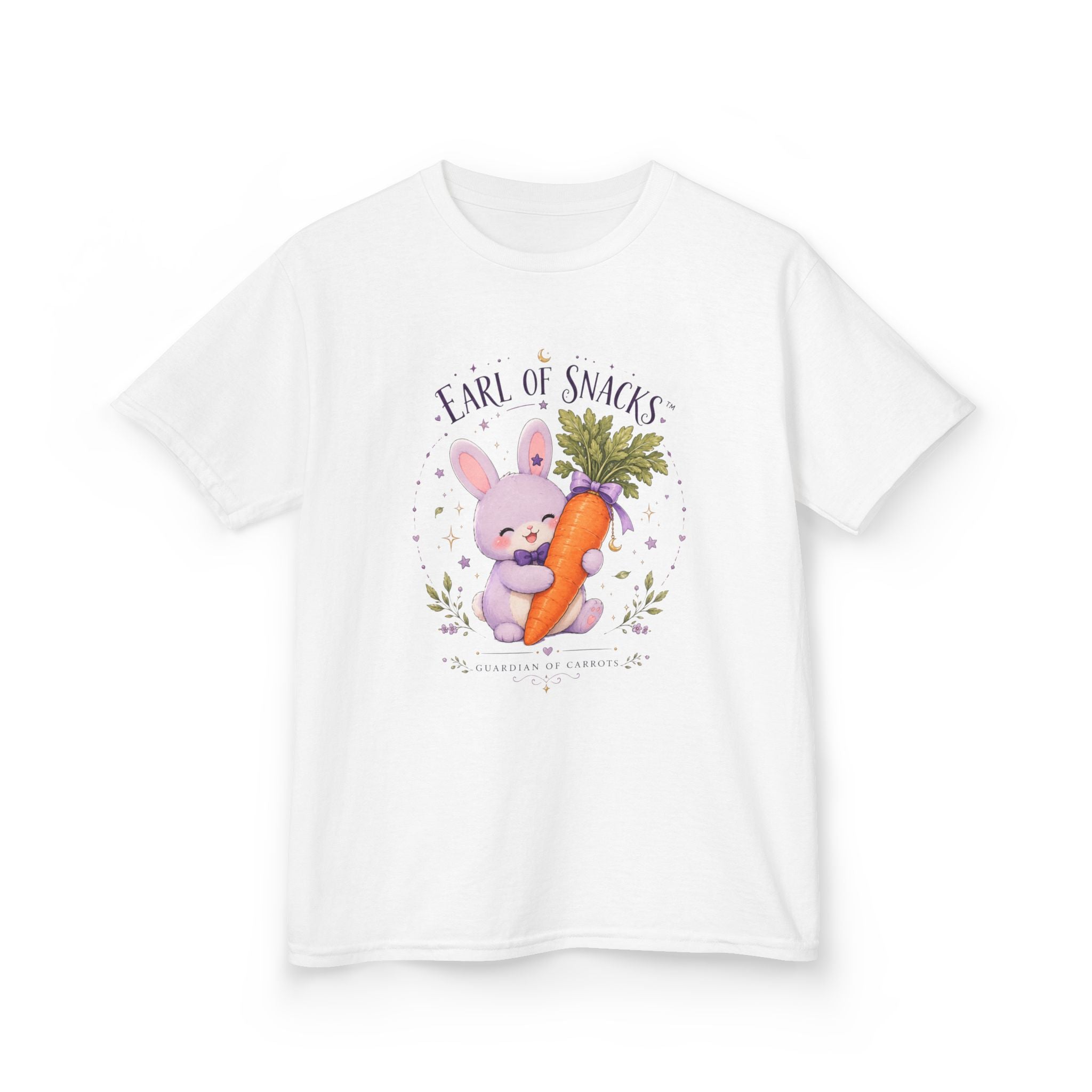Kids Tee — "Earl of Snacks" Bunny Holding Carrot Cute Spring Shirt