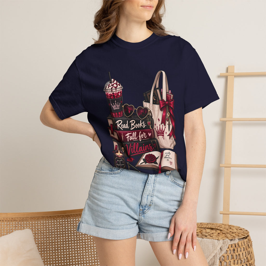 Bookish Villains Graphic T-Shirt — "Read Books I Fall for Villains"