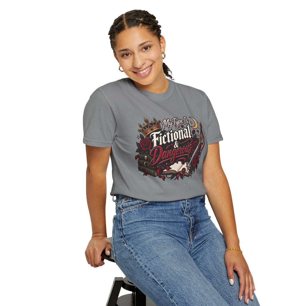 Fictional & Dangerous T-Shirt — Gothic Booklover Graphic Tee