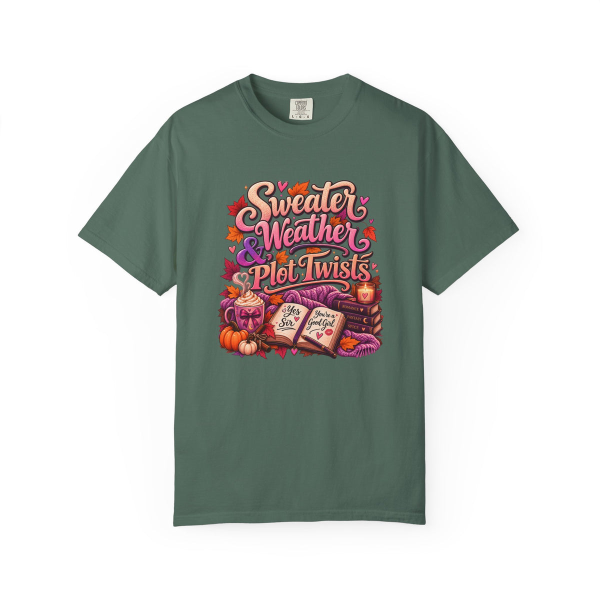 Sweater Weather Plot Twists Tee — Cozy Autumn Book Lover T-Shirt