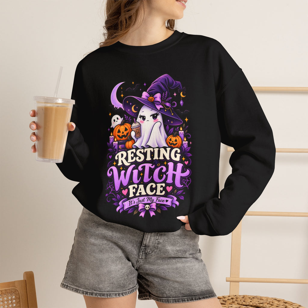 Sweatshirt — "Resting Witch Face" Halloween Crewneck