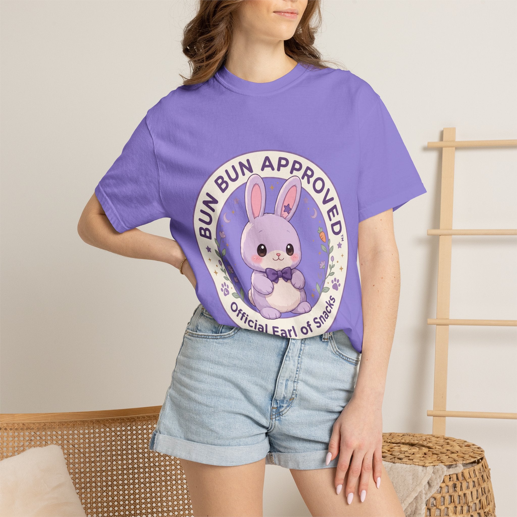 Bun Bun Approved Bunny T‑Shirt — "Official Earl of Snacks" Cute Pastel Tee