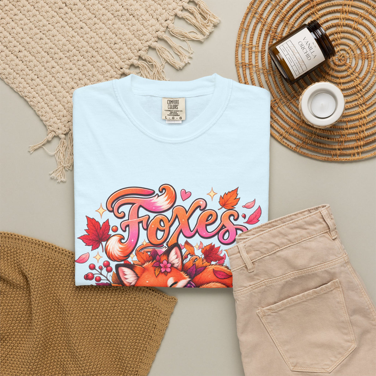 Foxes & Falling Leaves T-Shirt — Cozy Autumn Fox Graphic Tee
