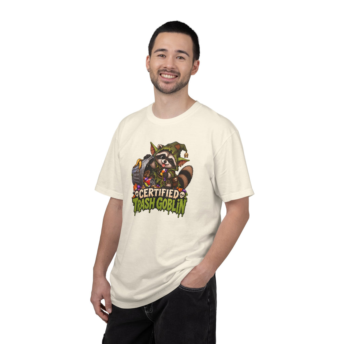 Certified Trash Goblin T-Shirt — Cute Mischief Raccoon Graphic Tee
