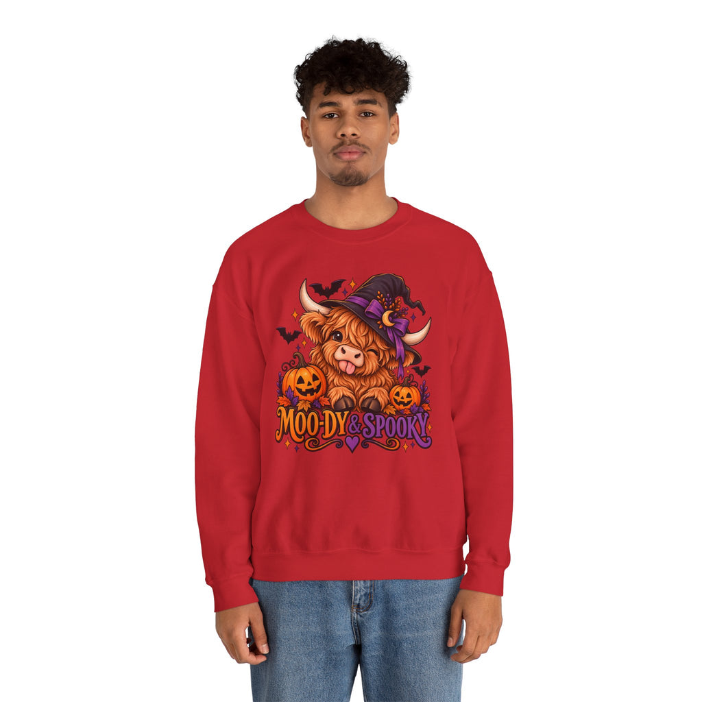 "Moo-dy & Spooky" Highland cow sweatshirt