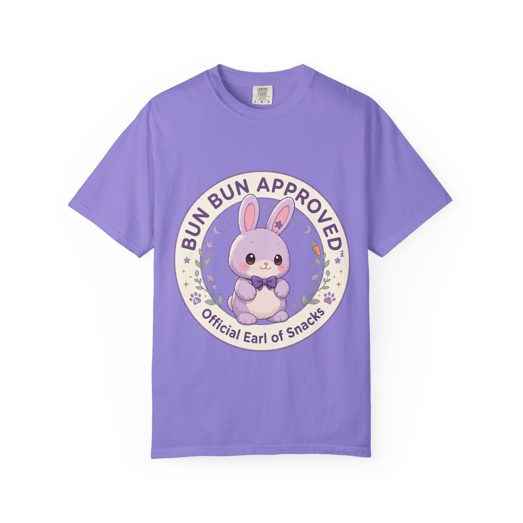 Bun Bun Approved Bunny T‑Shirt — "Official Earl of Snacks" Cute Pastel Tee