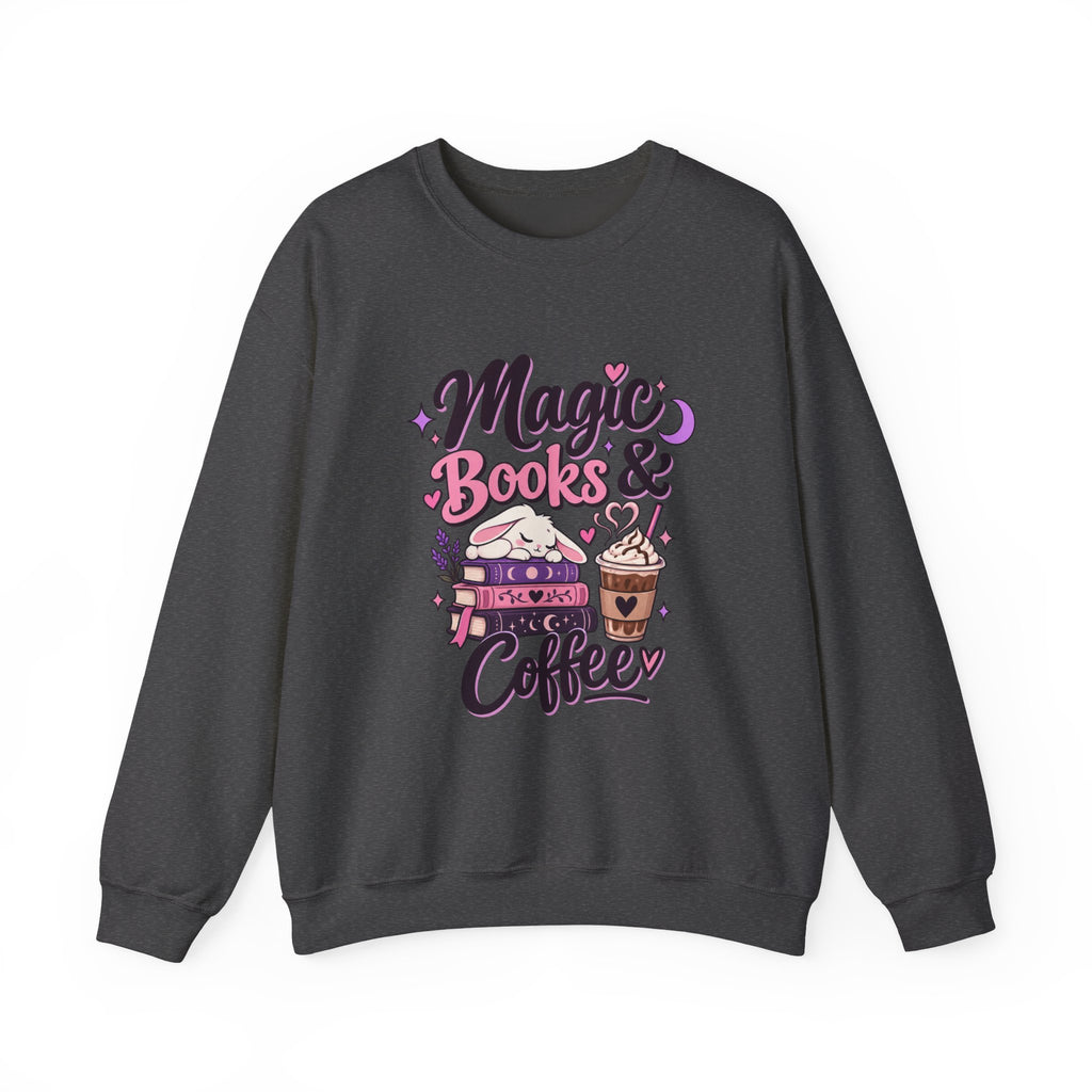 Sweatshirt — "Magic, Books & Coffee" Cozy Reading Crewneck