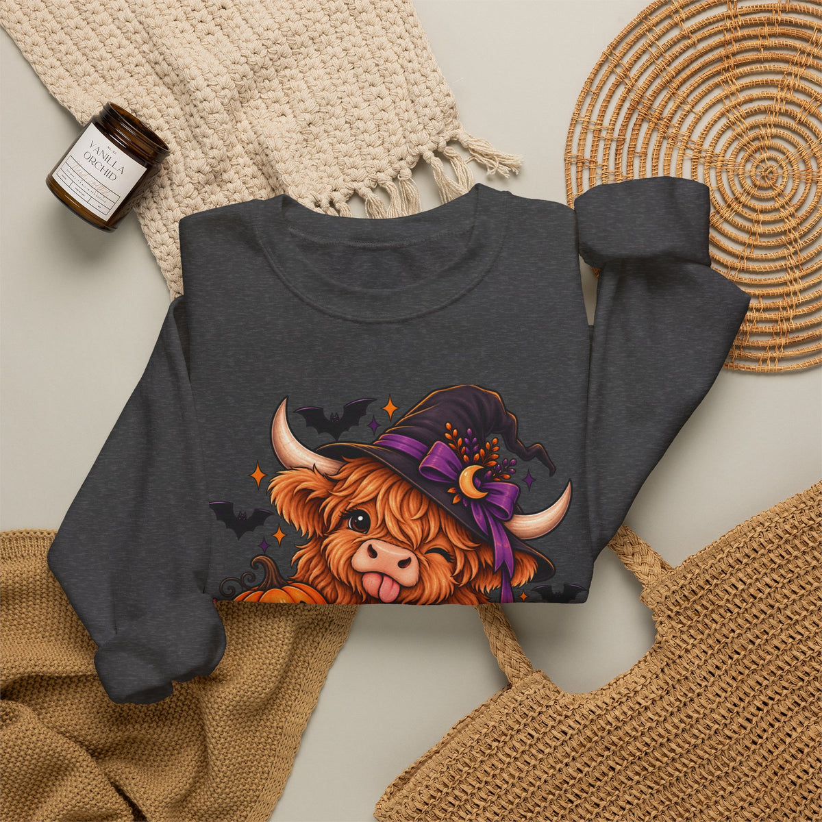 "Moo-dy & Spooky" Highland cow sweatshirt