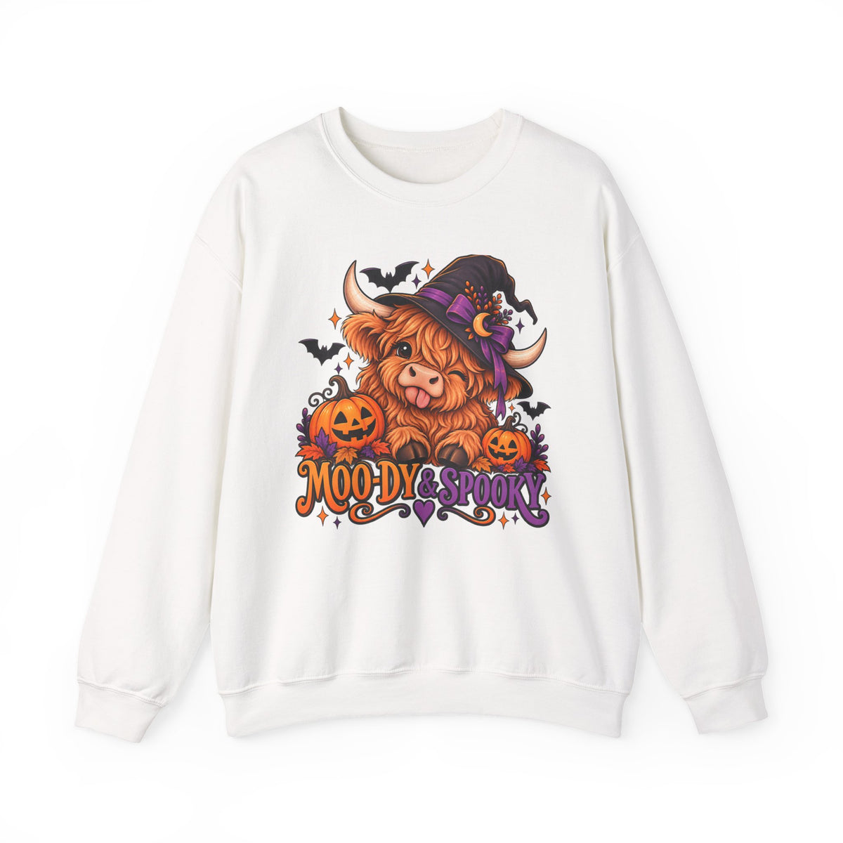 "Moo-dy & Spooky" Highland cow sweatshirt