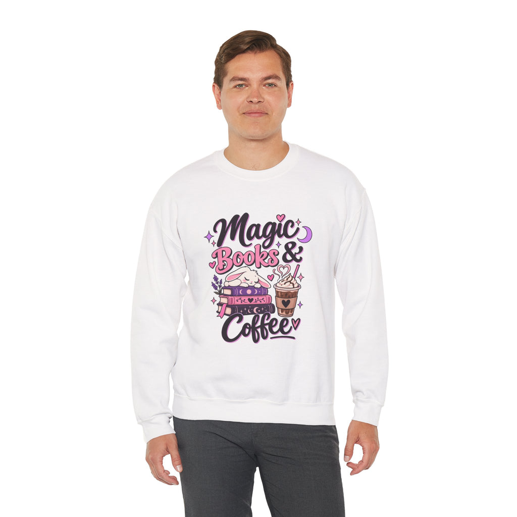 Sweatshirt — "Magic, Books & Coffee" Cozy Reading Crewneck