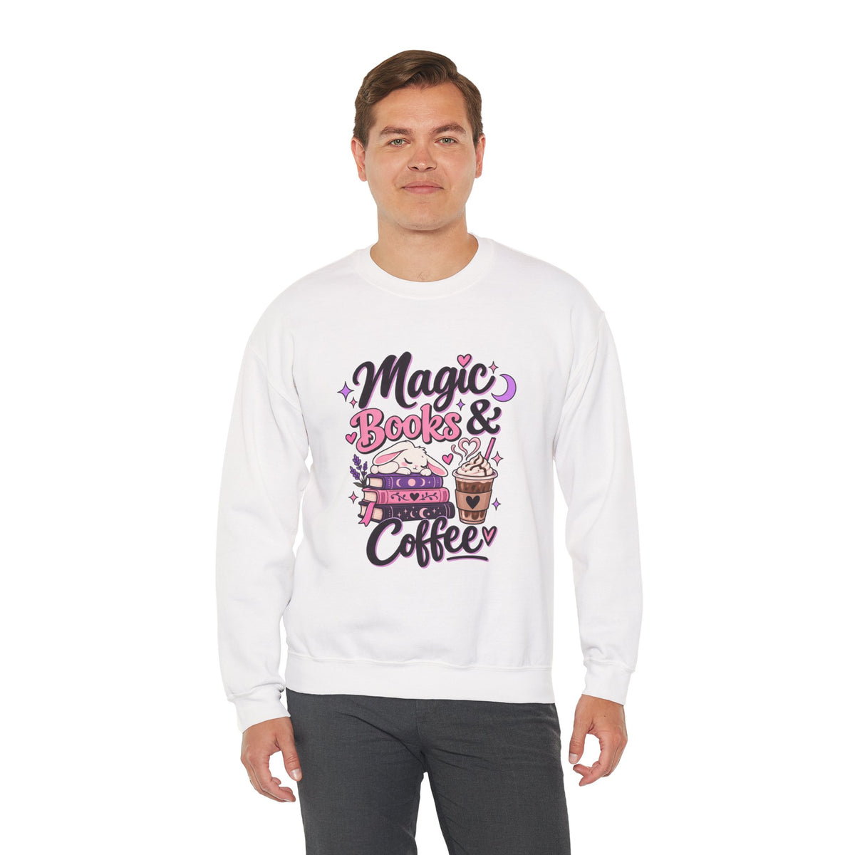 Sweatshirt — "Magic, Books & Coffee" Cozy Reading Crewneck