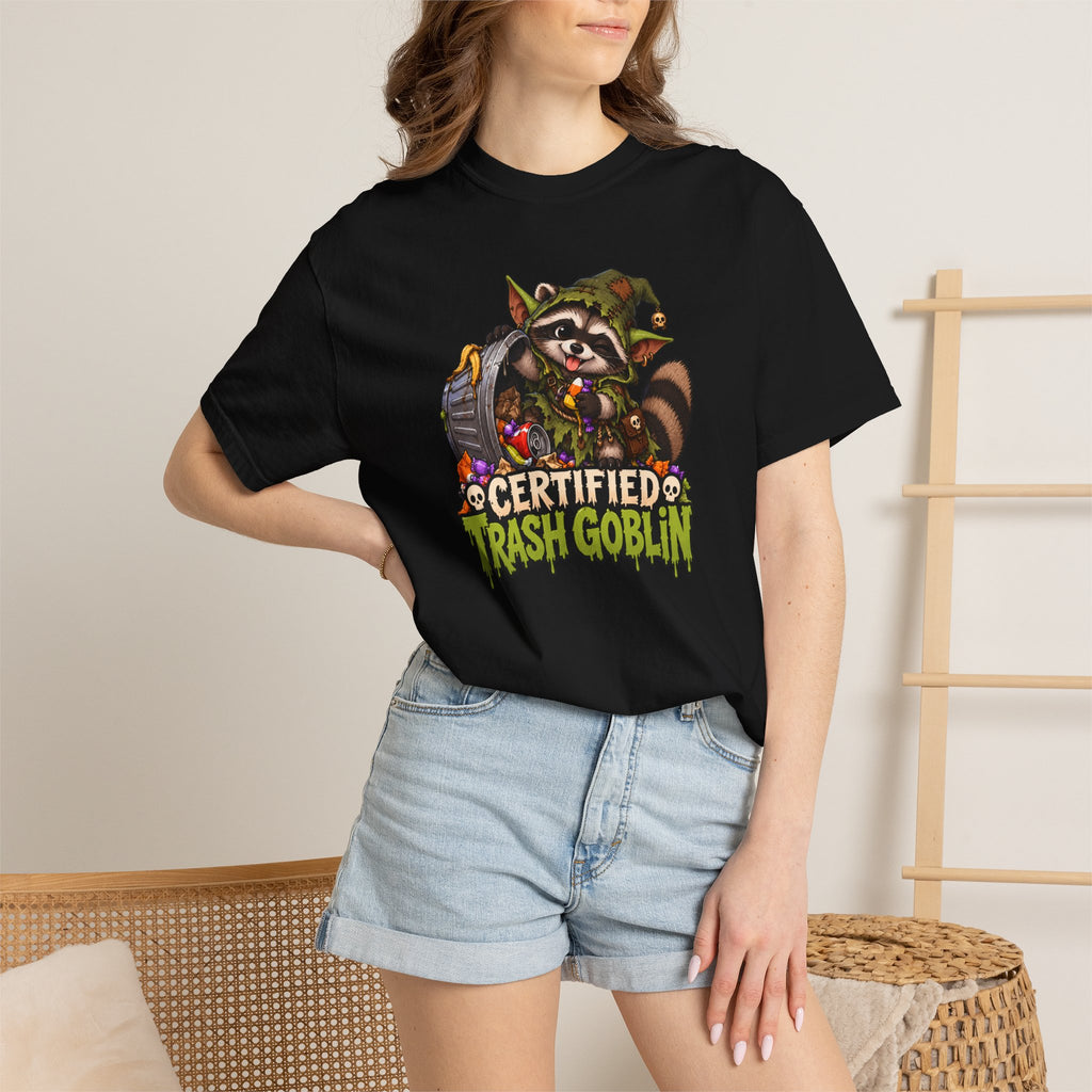 Certified Trash Goblin T-Shirt — Cute Mischief Raccoon Graphic Tee