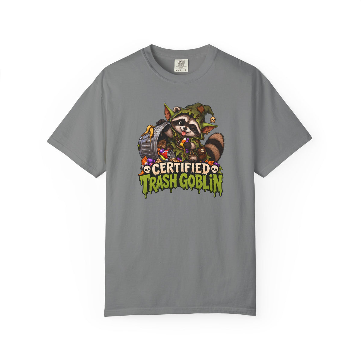 Certified Trash Goblin T-Shirt — Cute Mischief Raccoon Graphic Tee