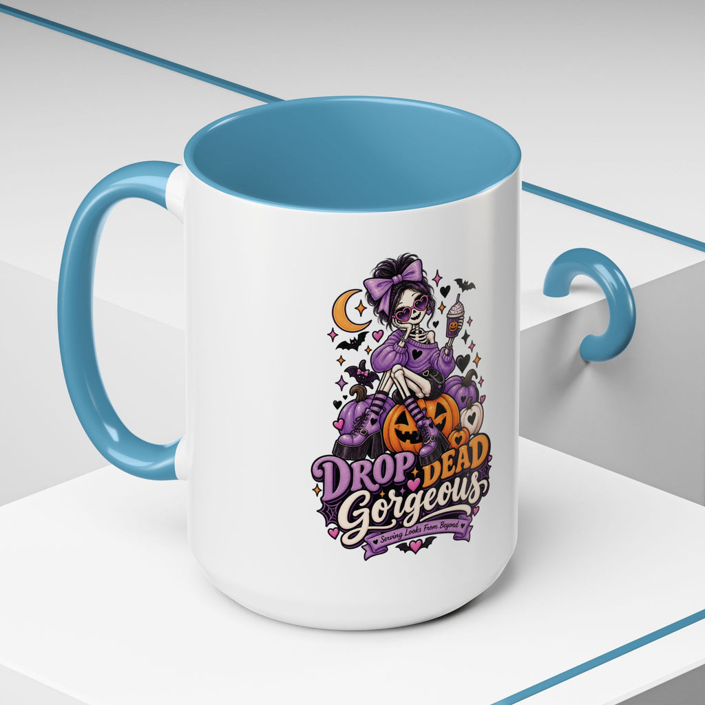 Halloween Coffee Mug — 'Drop Dead Gorgeous' Gothic Pumpkin Witch Accent Mug