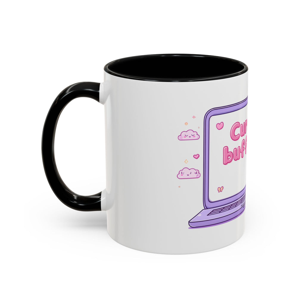 Accent Coffee Mug — "Currently Buffering" Cute Kawaii Laptop Design
