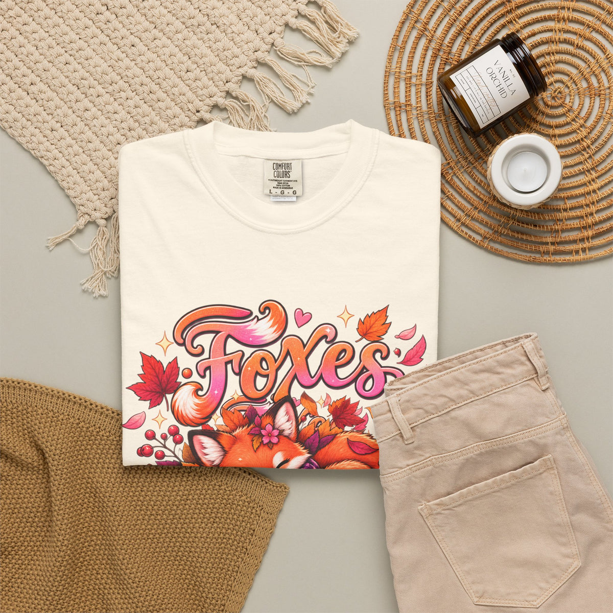 Foxes & Falling Leaves T-Shirt — Cozy Autumn Fox Graphic Tee