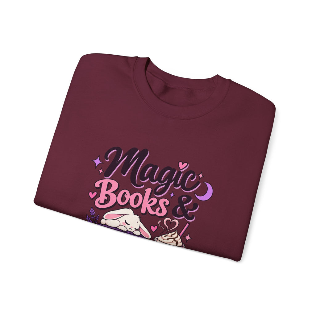 Sweatshirt — "Magic, Books & Coffee" Cozy Reading Crewneck