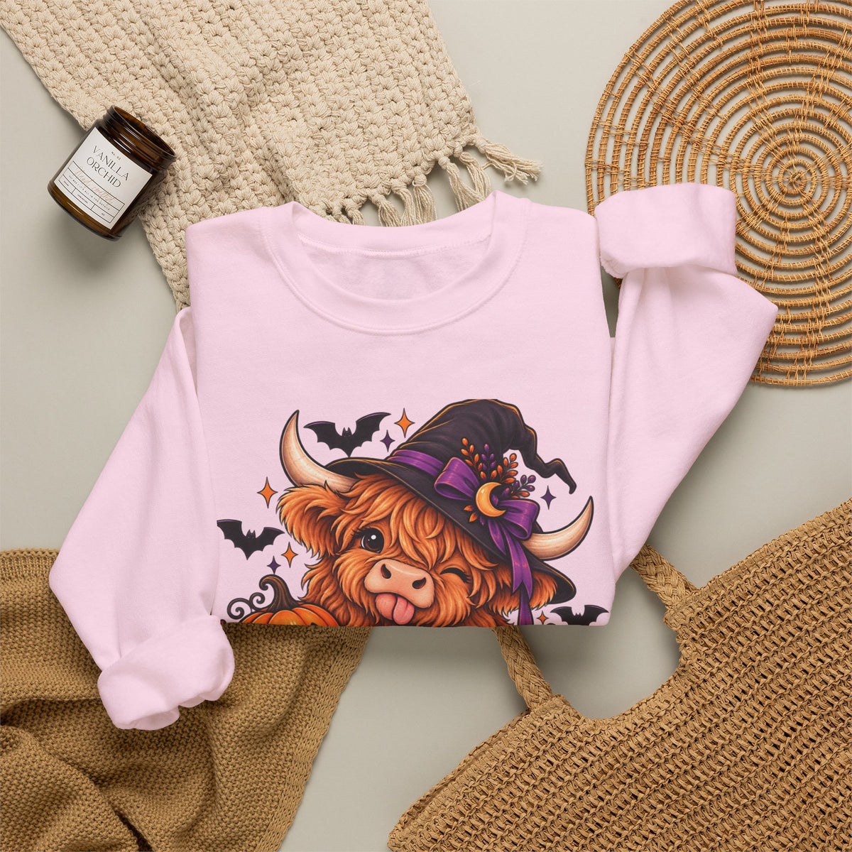 "Moo-dy & Spooky" Highland cow sweatshirt