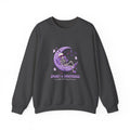 Skeleton on Moon Crewneck Sweatshirt — "Spooky & Unsocialized" Purple Gothic Graphic