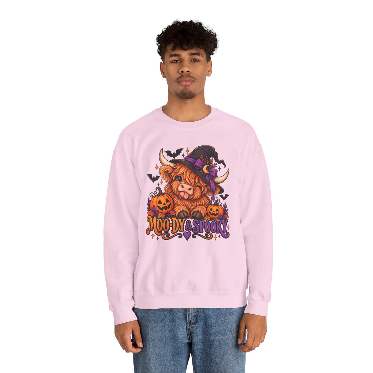 "Moo-dy & Spooky" Highland cow sweatshirt