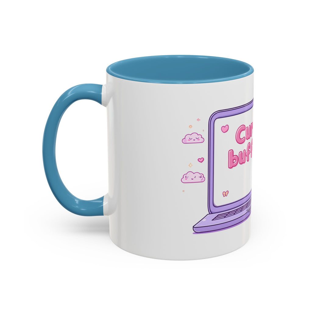 Accent Coffee Mug — "Currently Buffering" Cute Kawaii Laptop Design