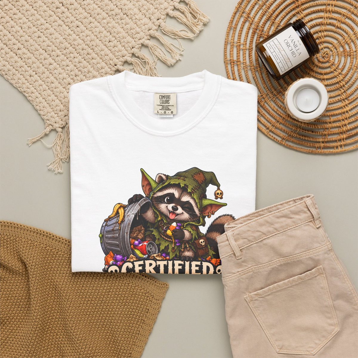 Certified Trash Goblin T-Shirt — Cute Mischief Raccoon Graphic Tee