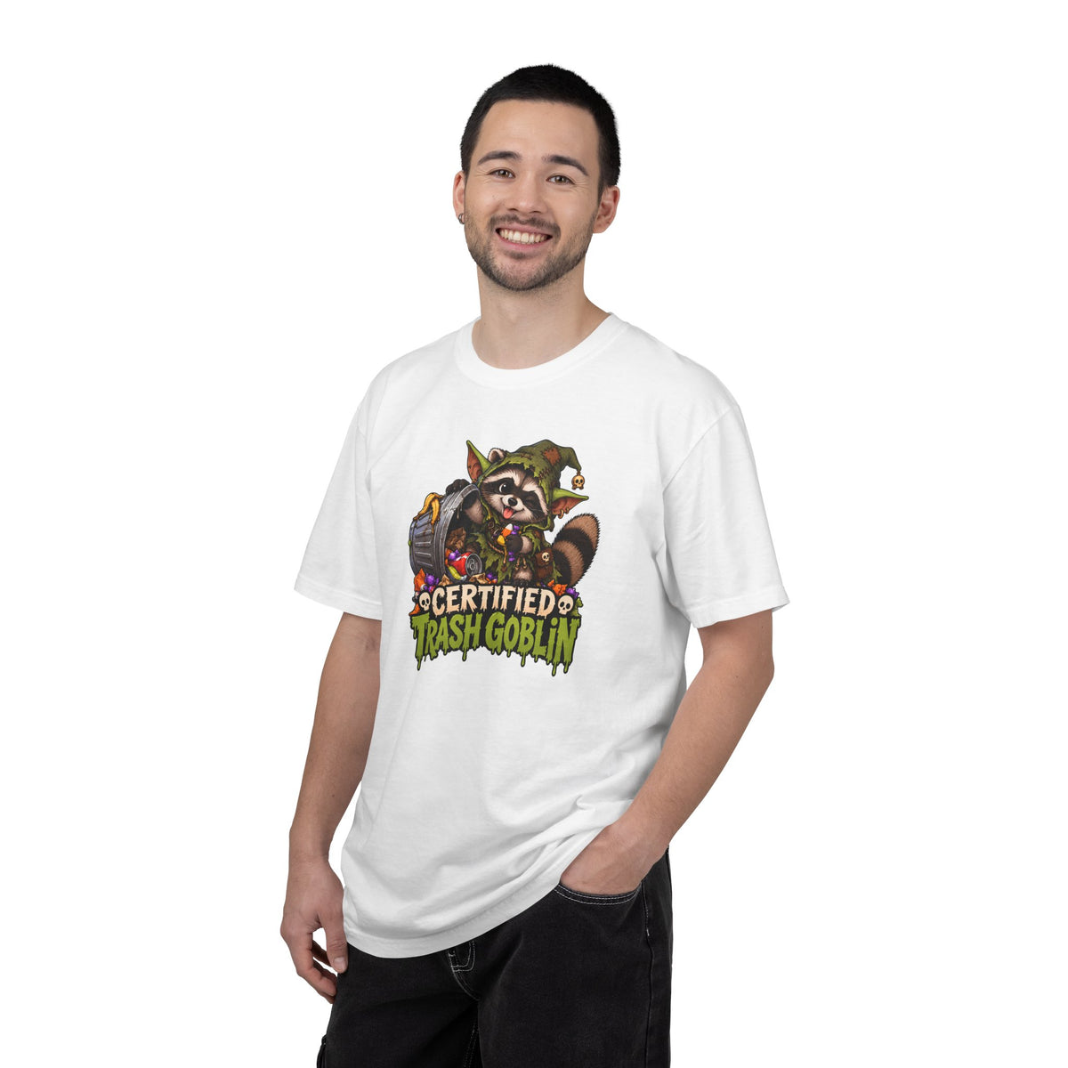 Certified Trash Goblin T-Shirt — Cute Mischief Raccoon Graphic Tee