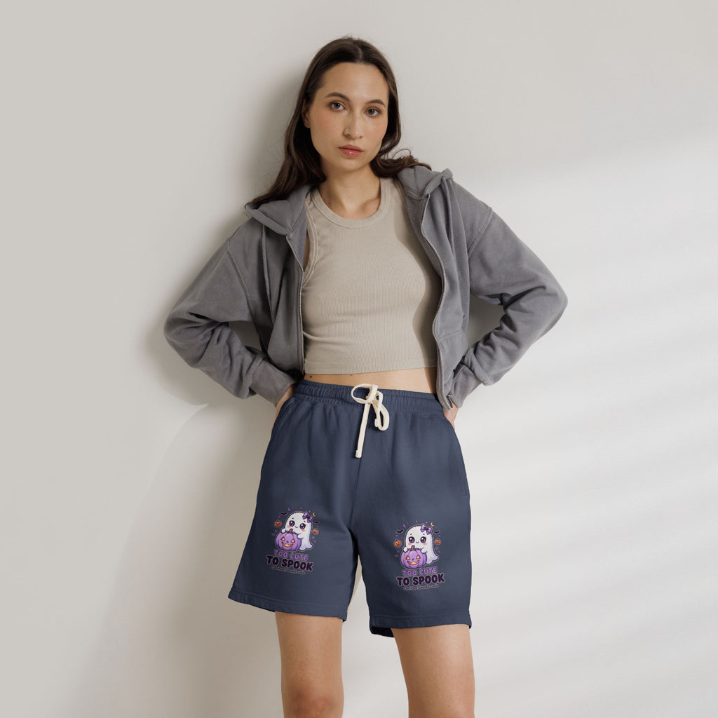 Cute Ghost 'Too Cute to Spook' Fleece Sweat Shorts