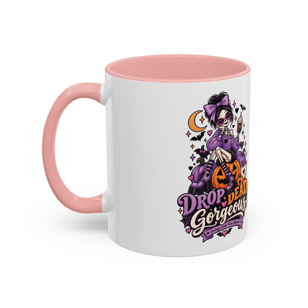 Halloween Coffee Mug — 'Drop Dead Gorgeous' Gothic Pumpkin Witch Accent Mug