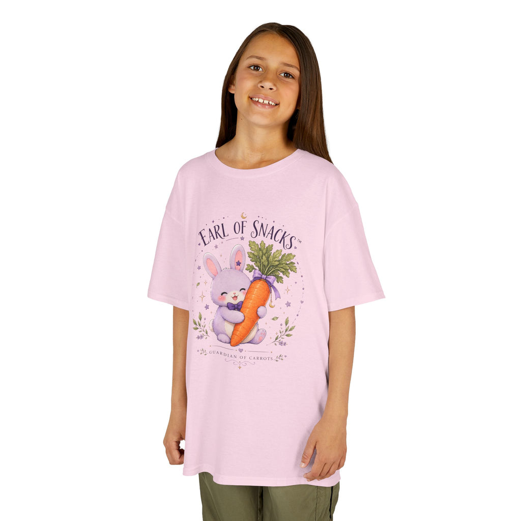 Kids Tee — "Earl of Snacks" Bunny Holding Carrot Cute Spring Shirt