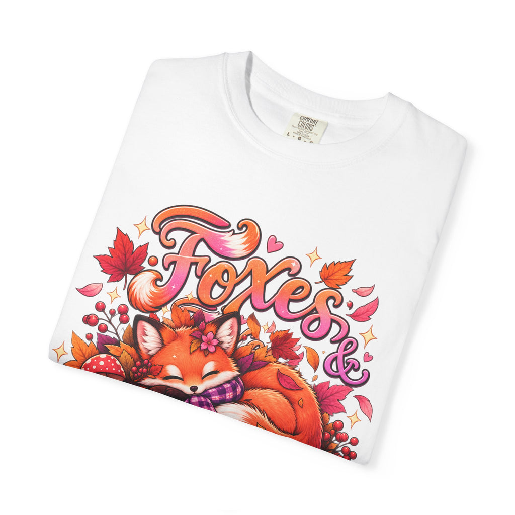 Foxes & Falling Leaves T-Shirt — Cozy Autumn Fox Graphic Tee