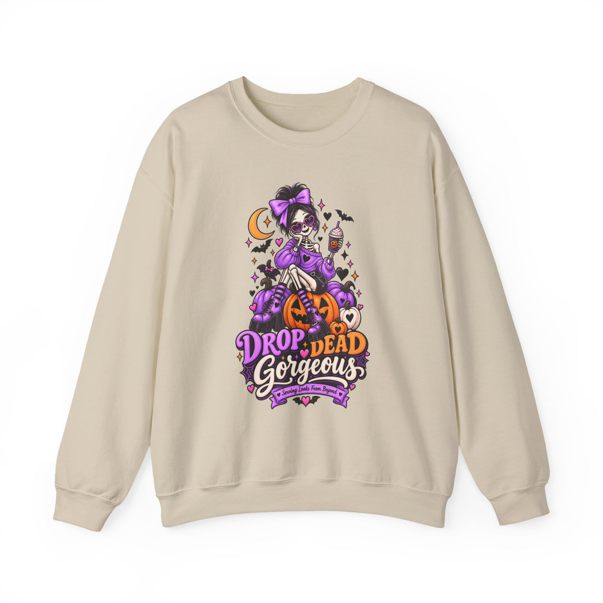 Drop Dead Gorgeous Halloween Sweatshirt — Gothic Pinup Vampire Design