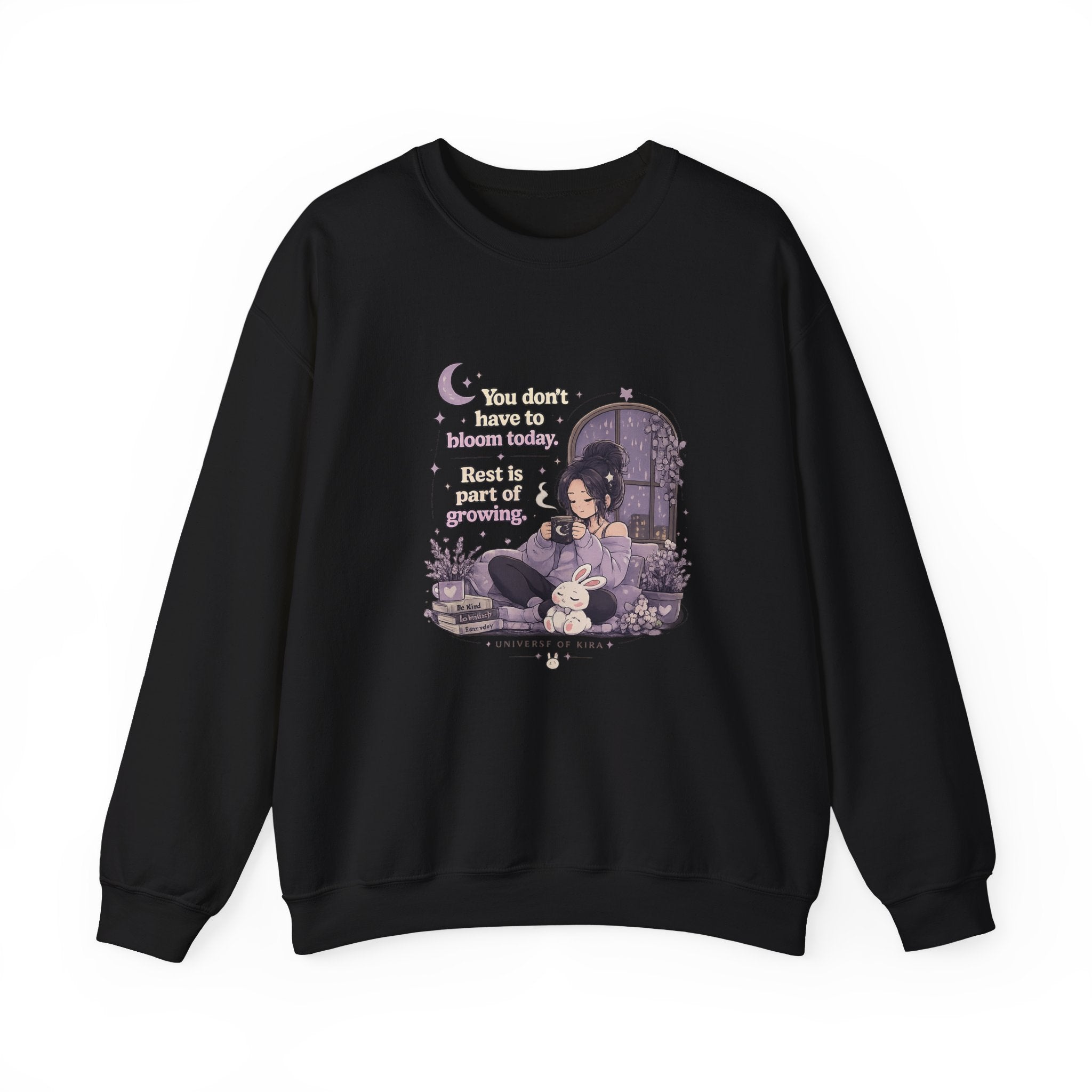 Cozy Witchy Girl Crewneck Sweatshirt — "The Moon...knows she..." Graphic