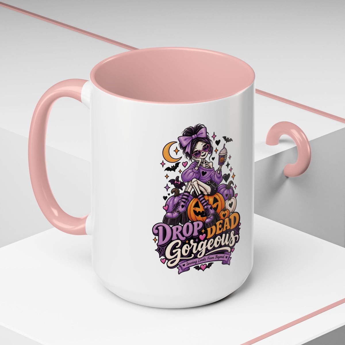 Halloween Coffee Mug — 'Drop Dead Gorgeous' Gothic Pumpkin Witch Accent Mug