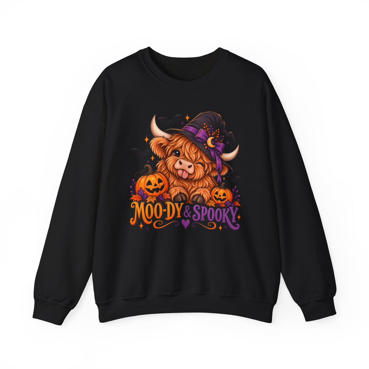 "Moo-dy & Spooky" Highland cow sweatshirt