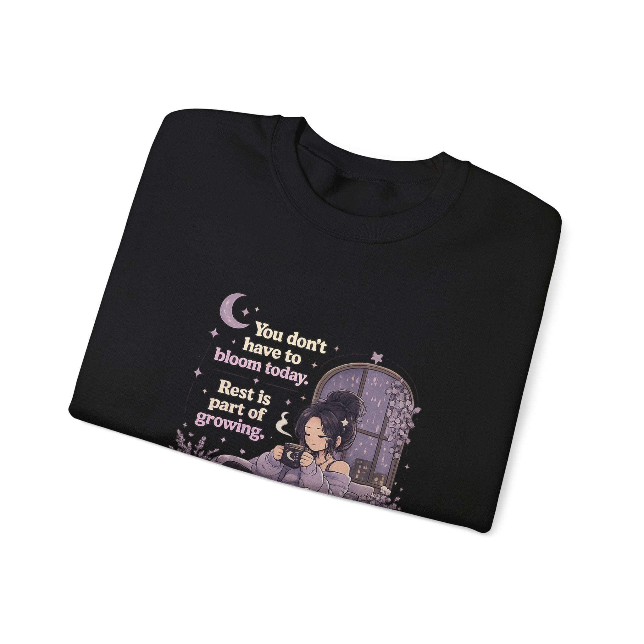 Cozy Witchy Girl Crewneck Sweatshirt — "The Moon...knows she..." Graphic