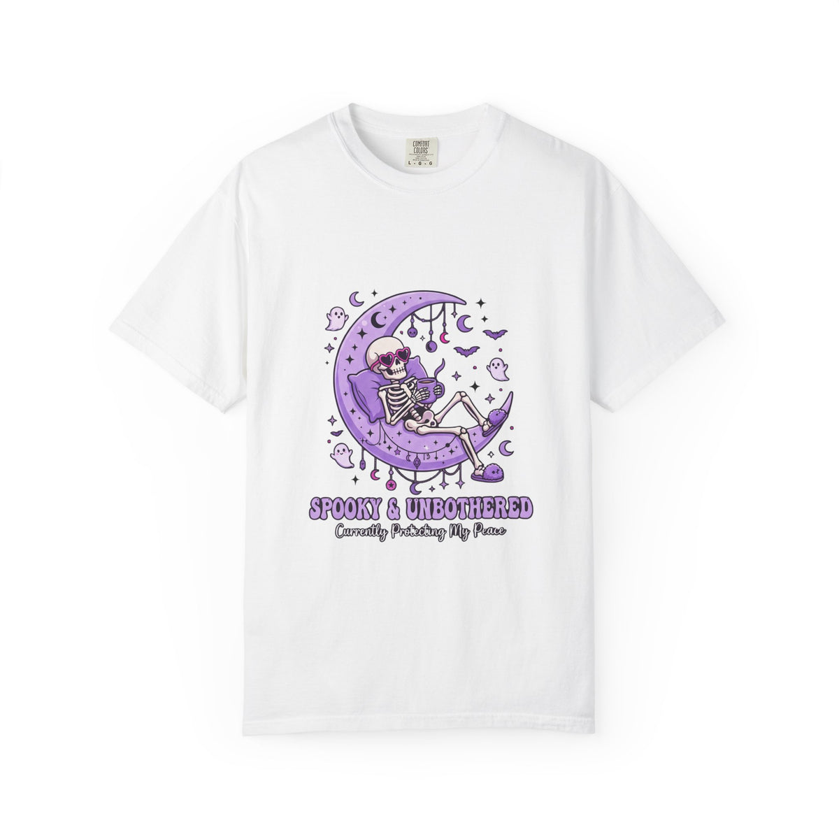 Spooky & Unbothered Skeleton Moon T-Shirt